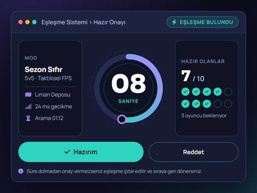 BetRupi eşleşme bulunduğunda açılan hazır onayı penceresinin ve geri sayımının görünümü