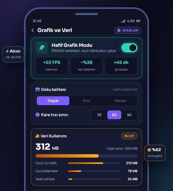 BetRupi mobil ayarlar ekranında hafif grafik modu ve veri kullanımı seçenekleri