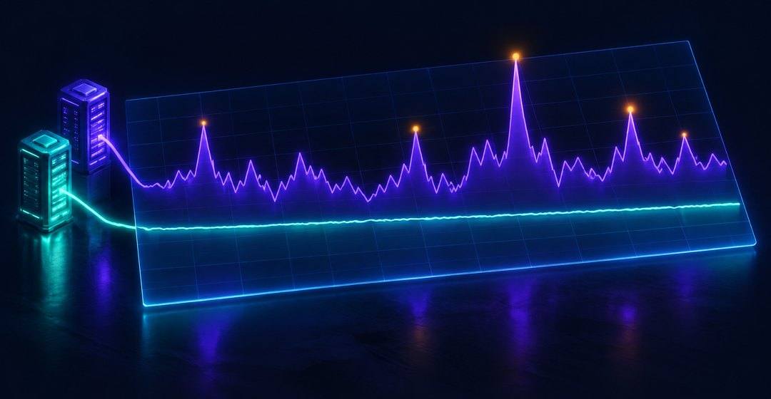 Aynı bölgeden ve uzak sunucudan kurulan iki maçın gecikme dalgalanmasını karşılaştıran grafik