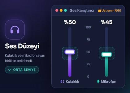 Kulaklık ses düzeyi ve mikrofon ayarlarının ebeveynle birlikte belirlenmesini temsil eden görsel