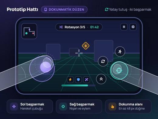 Prototip Hattı rotasyonunun telefon üzerinde dokunmatik arayüzle oynanması