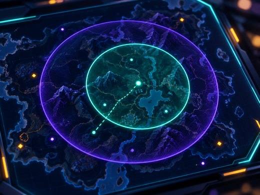 Yeni Ufuk oyununda güvenli alanın daralmasını gösteren harita göstergesi