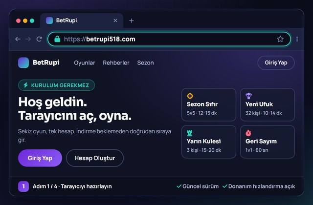 BetRupi giriş akışının ilk ekranı: tarayıcı adres satırı ve karşılama alanı